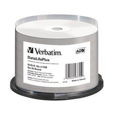 Pilt DVD-R 4.7GB Verbatim 16x Thermo white Full Surface 50er Cakebox