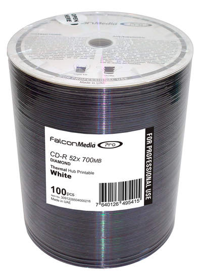 تصویر  أقراص CD بيضاء فارغة Falcon Media FTI للطباعة بإعادة النقل الحراري ,80 دقيقة / 700 ميجابايت/ 52X / Diamond Dye
