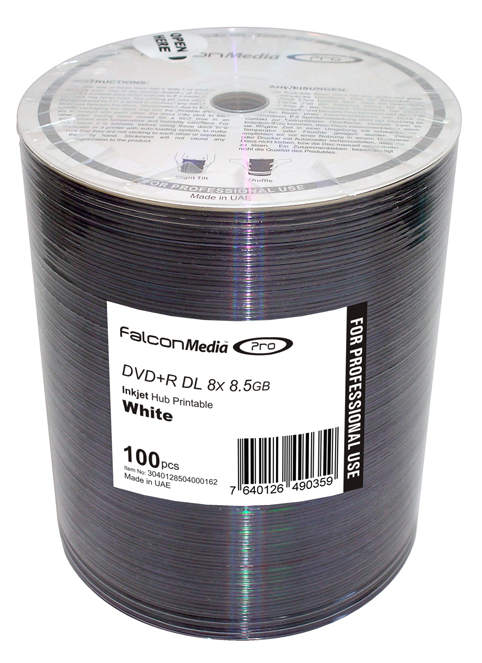 Imagen de DVD+R Falcon Media FTI 8,5 GB, 8x, superficie completa para impresión por termotransferencia