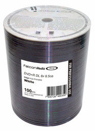 تصویر  أقراص DVD+R بيضاء فارغة Falcon Media FTI ذات 8.5 جيجابايت، 8x ، و قابلة للطباعة بالنقل الحراري و إعادة النقل الحراري