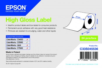 Pilt High Gloss Label - Continuous Roll: 51mm x 33m