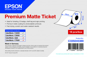 Afbeelding van Premium matte ticketrol, 80 mm x 50 m