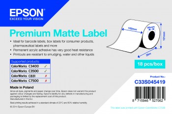 Premium matt címke - folytonos tekercs: 102 mm x 35 m képe