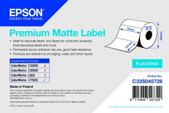Billede af Premium Matte Label - Die-cut Roll: 76mm x 127mm