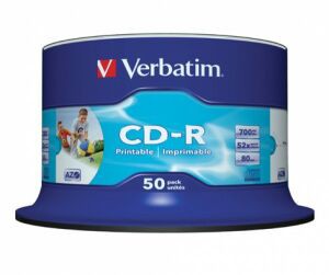 تصویر  أقراص CD بيضاء فارغة Verbatim قابلة للطباعة بنفث الحبر 80 دقيقة / 700 ميجابايت/ 52x