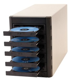 Microboards Multiwriter BD Tower, 5 disk sürücüleri resmi