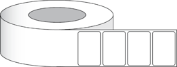Immagine di Etichette tessute di cotone bianco 3" x 2" (7,62 x 5,08 cm) 675 etichette per rotolo 3" core