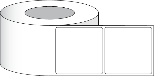 Bild von Papier Hochglanz Etikett 4x4" (10,16 x 10,16 cm) 625 Etiketten pro Rolle 3"Kern