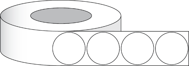 Imagen de Etiqueta de brillo Tuff Coat de 2" (5,08cm) 1250 etiquetas REDONDAS por rollo, sin perforar
