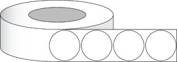 Immagine di Etichette di carta lucide 2" (5,08 cm) 1250 etichette ROTONDE per rotolo 3" core