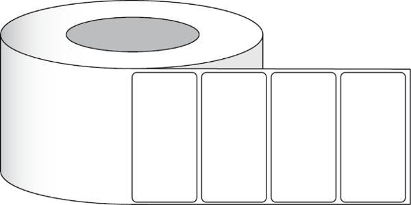Poli Beyaz Parlak Etiket 4" x 2" (102 x 51 mm) 1200 rulo başına etiketler 3 "çekirdek resmi