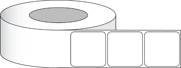 ポリクリアグロスエコラベル、2インチ x 2インチ（5,08 x 5,08 cm）、1ロール1250枚、3インチコアの画像