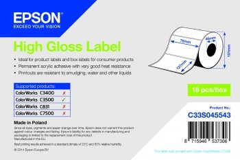 Bild für Kategorie High Gloss Labels für EPSON Colorworks C3500 Drucker