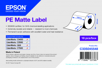 Bild von PE Matte Label - Die-cut Roll: 102mm x 76mm, 365 labels