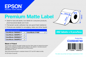 Prémium matt címke - vágott tekercs: 105mm x 210mm, 282 címke képe