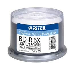 Image de BD-R vierges Ritek, thermique blancs imprimables, 25GB