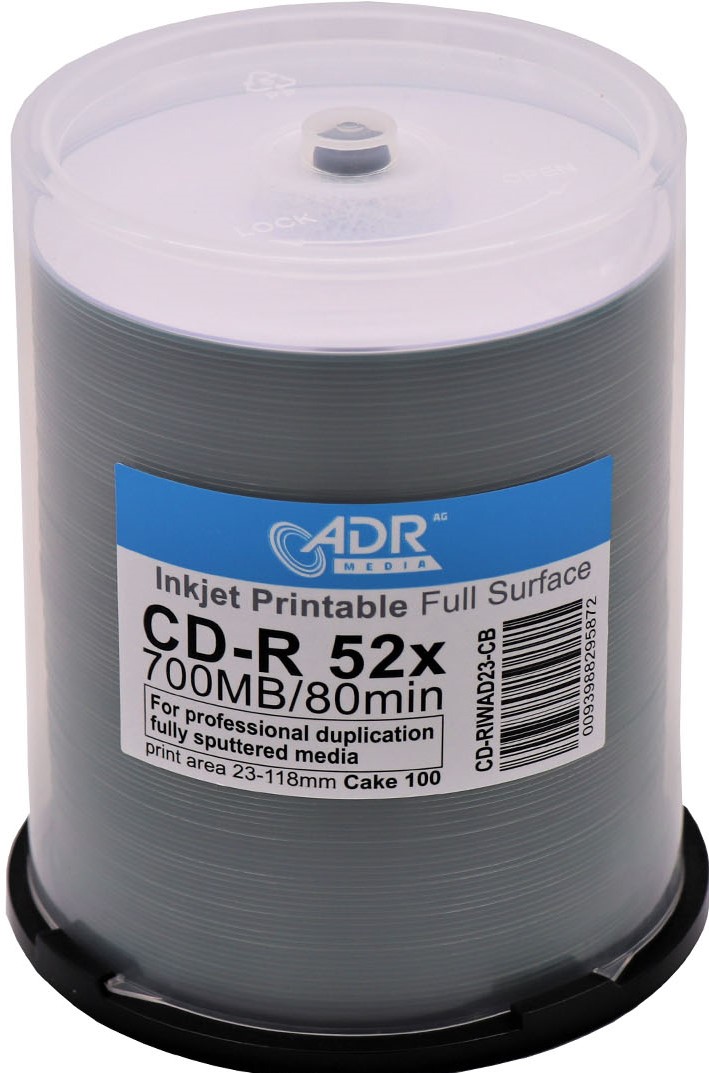 CD-R ADR média nyomtatható tintasugaras fehér  képe