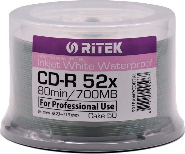 Obraz Półprodukty na płyty CD RITEK Inkjet Białe wodoodporne do 25 mm