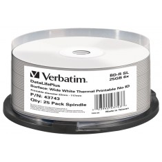 Image de Disques Blu-ray BD-R Verbatim 25GB (6x) imprimable thermique (25)