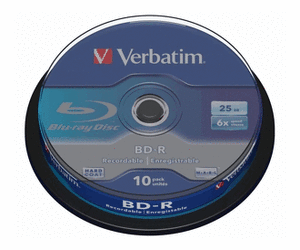 Afbeelding van Verbatim Blu-Ray Rohlinge BD-R 25GB (1-6x) in 10er Cakebox