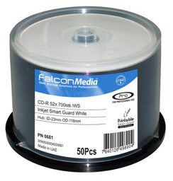 Falcon Media FTI üres CD, tintasugaras nyomtatható, fehér, Watershield, 80 perc/700MB, 52x képe