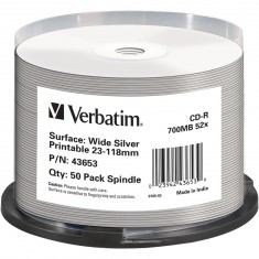 Picture of CD-blanks 80 Verbatim 52x DLP Inkjet silver 50er Cakebox