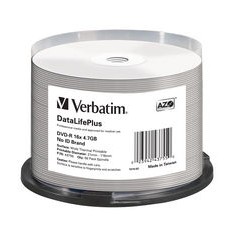 DVD-R 4.7GB Verbatim 16x Termo beyaz Tam Yüzey 50er Cakebox resmi