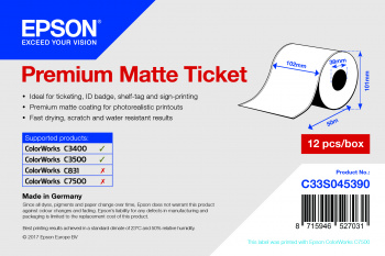 Billede af Premium Matte Ticket Roll, 102 mm x 50 m