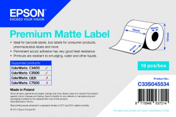Pilt Premium Matte Label - Die-cut Roll: 76mm x 51mm, 650 labels