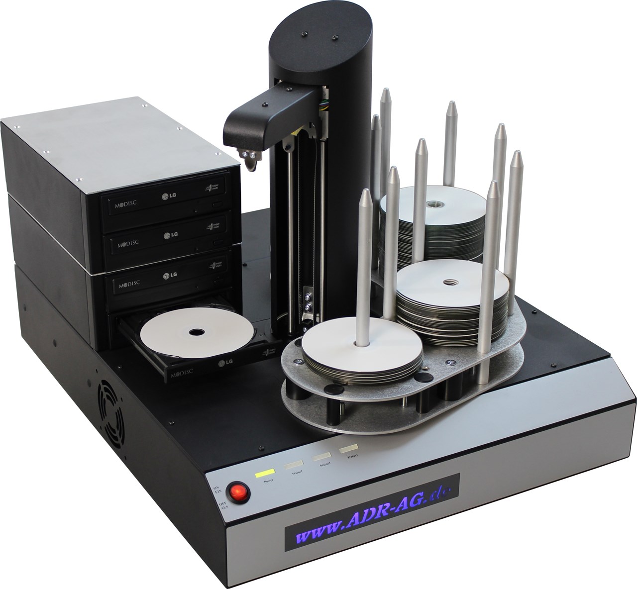 Imagen de Duplicadora con robot CD/DVD autónoma Hurricane, 4 grabadoras