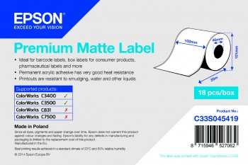 Imagen de Rollo continuo de etiquetas mate premium, 102 mm x 35 m