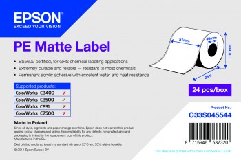 Bild von PP Matte Label - Continuous Roll: 51mm x 29m