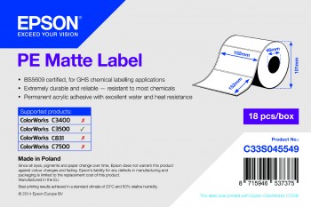 Imagen de Etiqueta mate PE - Rollo troquelado: 102 mm x 152 mm, 185 etiquetas