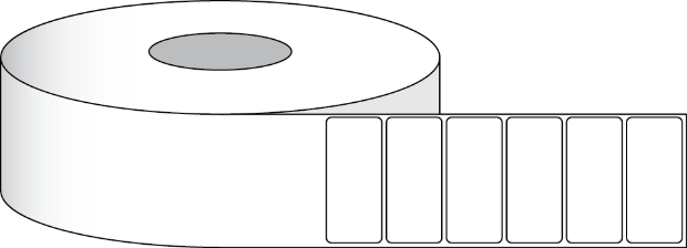 Bild von Poly White Gloss Etiketten, 2" x 1" (5,08 x 2,54 cm), 1900 Etiketten pro Rolle, 2" Kern