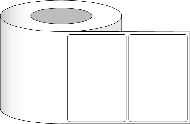 Bild von Poly White Matte  Etikett 2" x 1"  1175 Etiketten pro Rolle  3"Kern