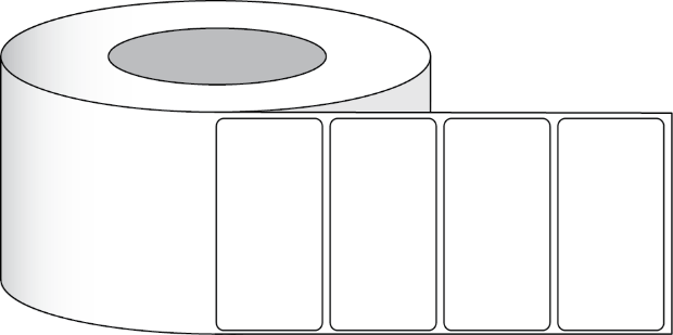 Bild von Poly White Matte Eco Etikett 4" x 2" (10,16 x 5,08 cm) 1200 Etiketten pro Rolle 3"Kern