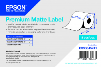 Premium Mat Etiket - Sürekli Rulo: 102mm x 60m resmi