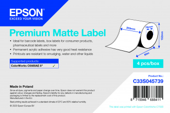 Premium Mat Etiket - Sürekli Rulo: 203mm x 60m resmi