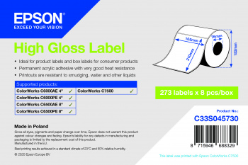 Picture of High Gloss Label - Die-cut Roll: 105mm x 210mm