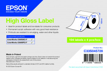 Picture of High Gloss Label - Die-cut Roll: 210mm x 297mm