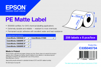 Picture of PE matt etikett - Stansad rulle: 105mm x 210mm