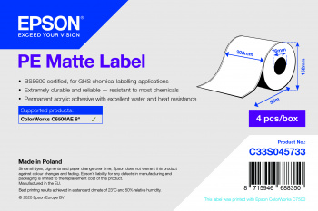 Pilt PE Matte Label - Continuous Roll: 203mm x 55m