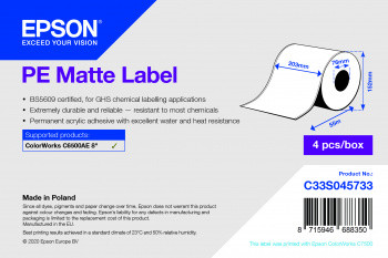 Picture of PE Matte Label - Continuous Roll: 203mm x 55m