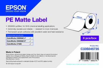 Pilt PE Matte Label - Continuous Roll: 102mm x 55m