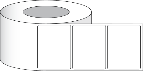 Poly White Matte Advanced címkék 3" x 2,5" (7,62 x 6,35 cm) 1000 címke tekercsenként 3 "core". képe