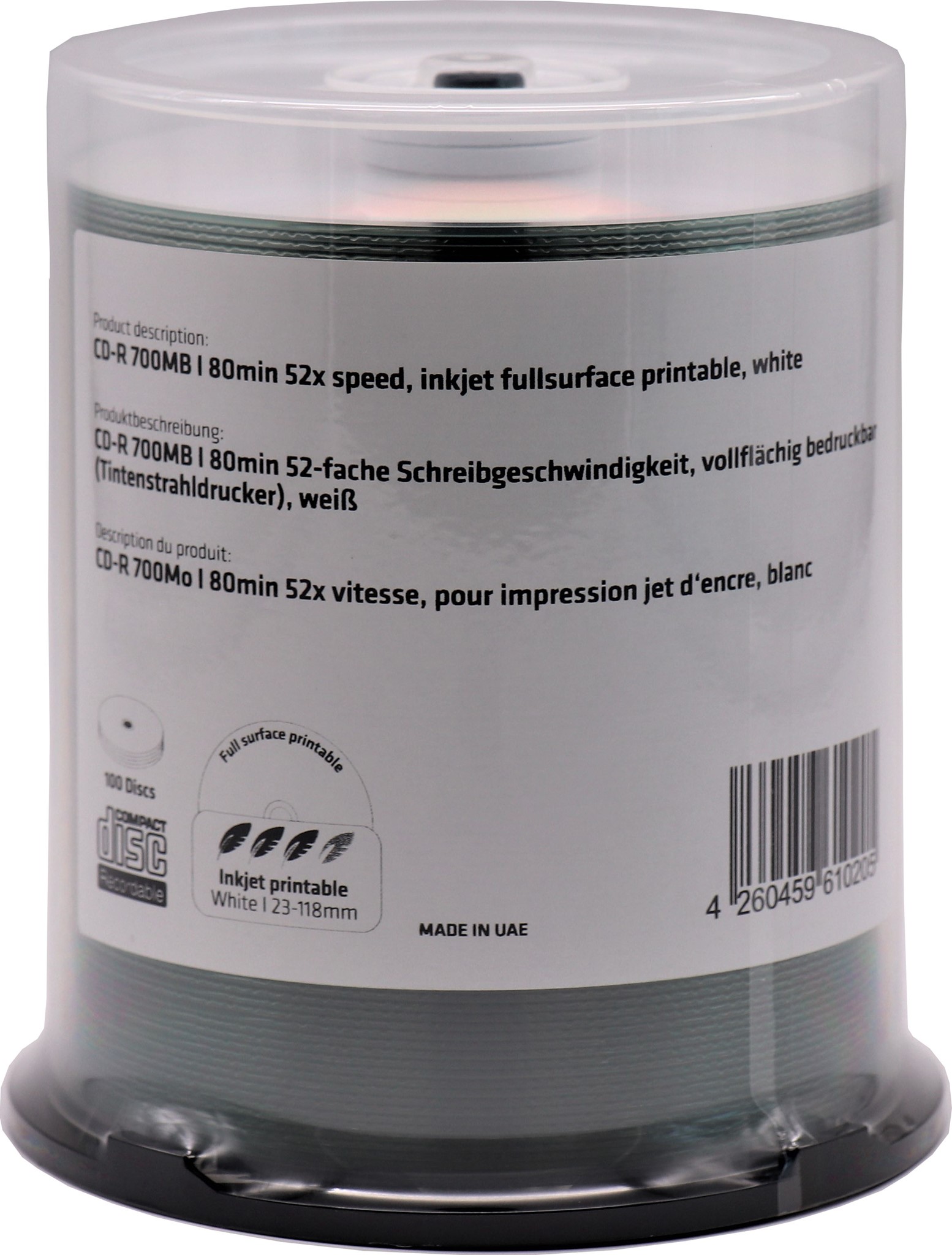 Image de CD vierges ADR Range jet d´encre blanc 23mm 80min/700MB