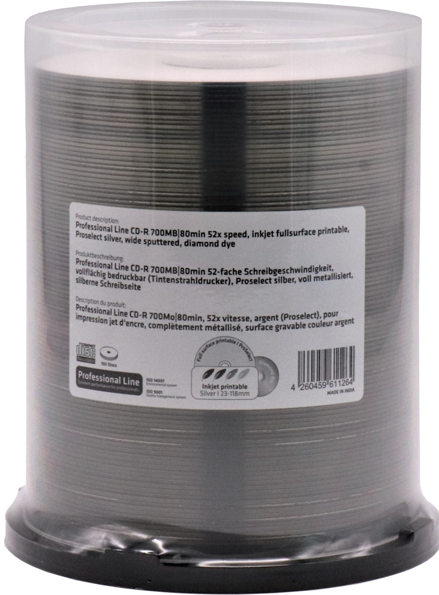 Image de CD vierges ADR Range imprimables jet d´encre argentés Diamond Dye 80min/700MB, 52x