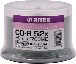 Afbeelding van CD-blanks RITEK Inkjet Wit Waterdicht