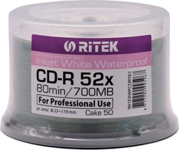 Imagem de CD-R Ritek Inkjet Branco Waterproof