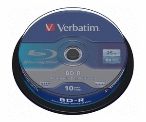 Imagem de Discos Verbatim Blu-Ray BD-R 25GB (1-6x) em 10 cakebox